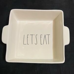 Rae Dunn “LETS EAT” Square Baking Dish Casserole NWT 9x9